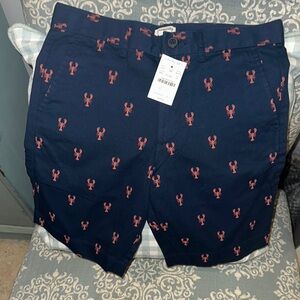 NWT- Crewcuts Navy Shorts with Red Lobster Print